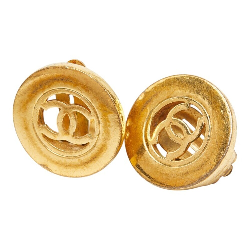 CHANEL Vintage Gold Logo Earrings